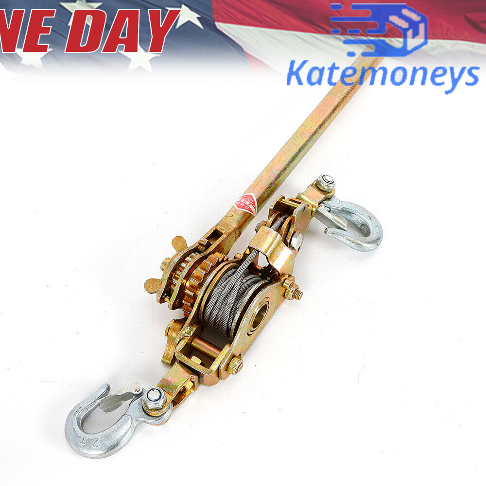 Heavy Duty Hand Puller 2TON Winch Pull Hoist Come Along Cable Lever Tool 4400LB