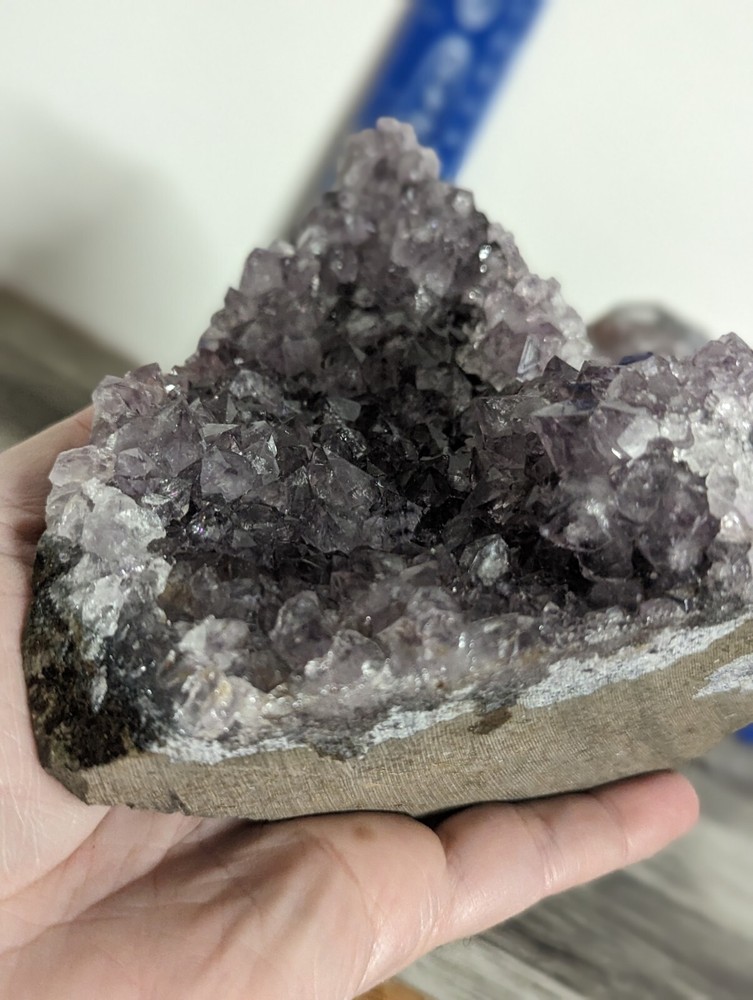 2 Amethyst standing cut base crystals geodes. 5 pounds lbs