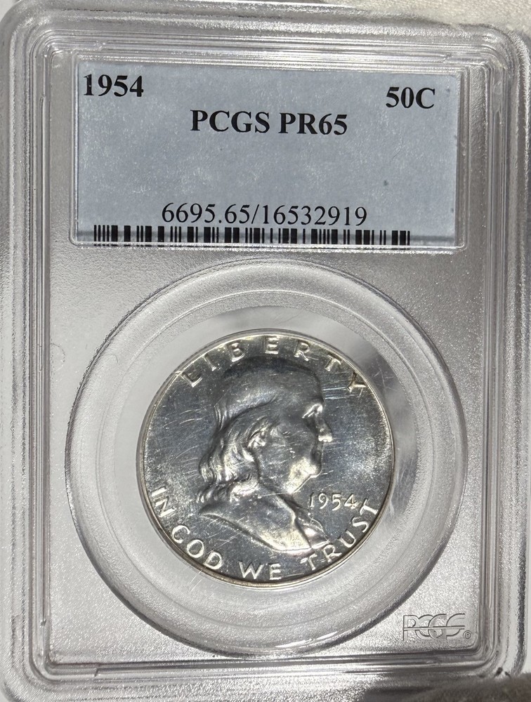 GEM PROOF 1954 Franklin Half Dollar PCGS PR65 ARIMI