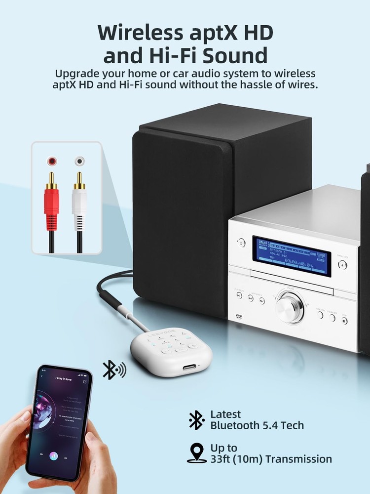 Bluetooth 5.4 Transmitter Receiver, 2-in-1 Wireless Transmitter for Airplane,...