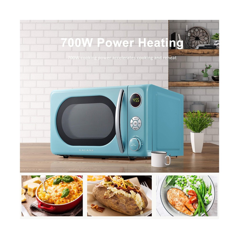 Galanz GLCMKA07BER-07 Retro Microwave Oven, LED Lighting, Pull Handle Design,...