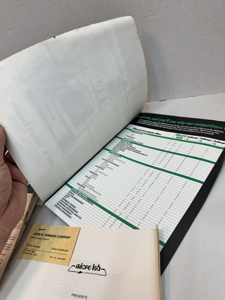 olivetti m20 personal computer manual booklets as pictured