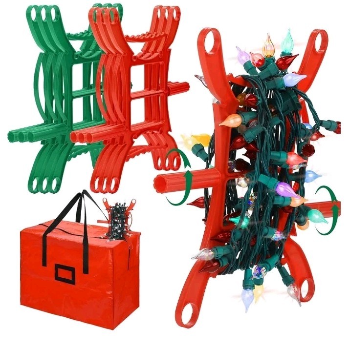 NWT 12 Pack Ruodon Christmas Light Strands Wrappable Holders w/Storage Bag