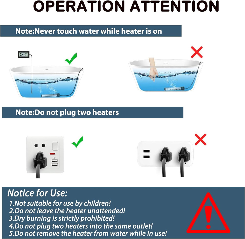 2000W Immersion Heater, Portable Electric Water Heater Fast Heating for Buckets