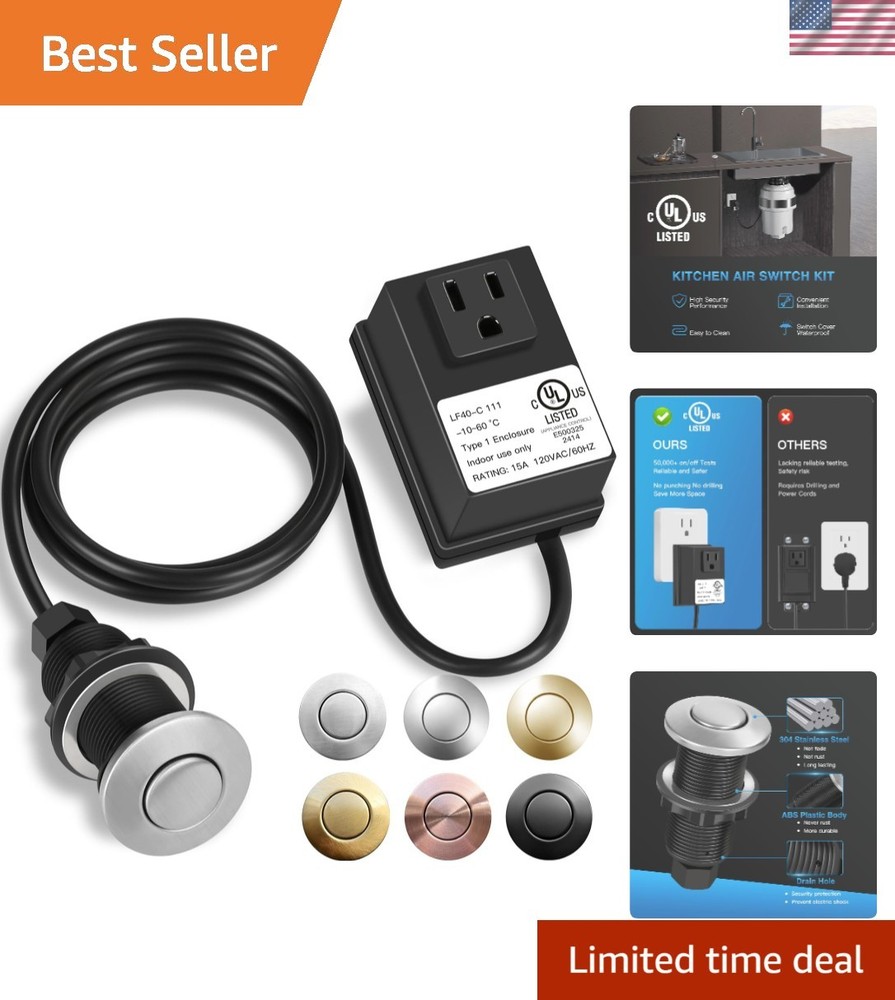 Stainless Steel Garbage Disposal Air Switch - One-Click Safety Control