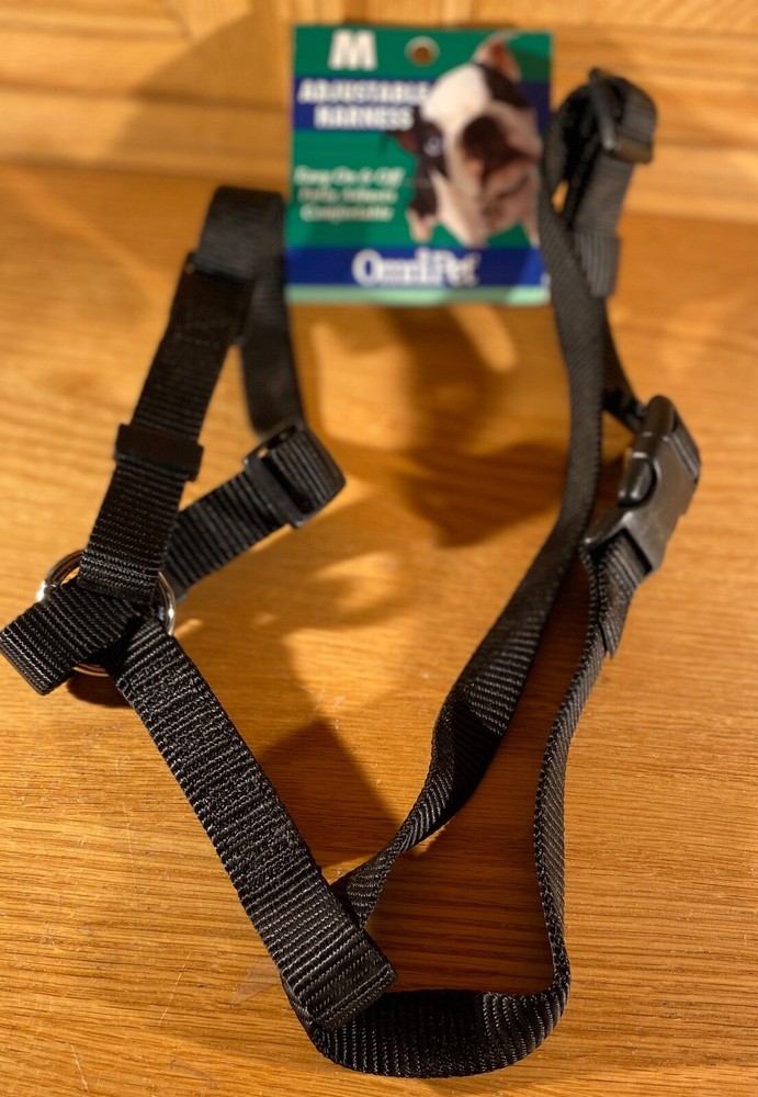 New! OMNIPET Adjustable Pet Harness Black Size Medium Easy On Easy Off