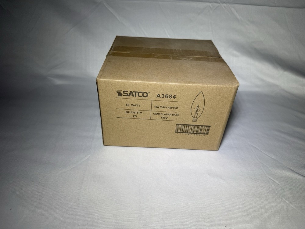 SATCO A3684 Decorator Light Bulbs (25 pack) 60 WATT CLEAR TORPEDO