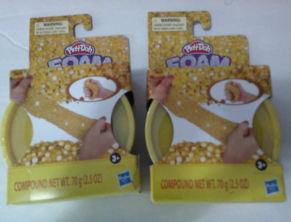 2 NEW Playdoh YELLOW GLITTER FOAM compound stretchy