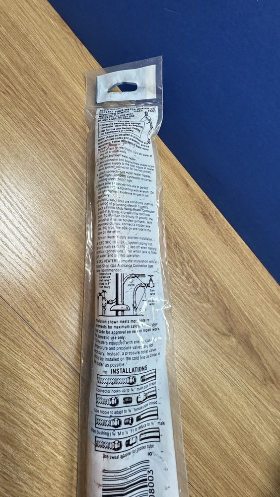 PLUMB SHOP WATER HEATER CONNECTOR 3/4" FPT x 24" COPPER BRASS CORRUGATED FLEX