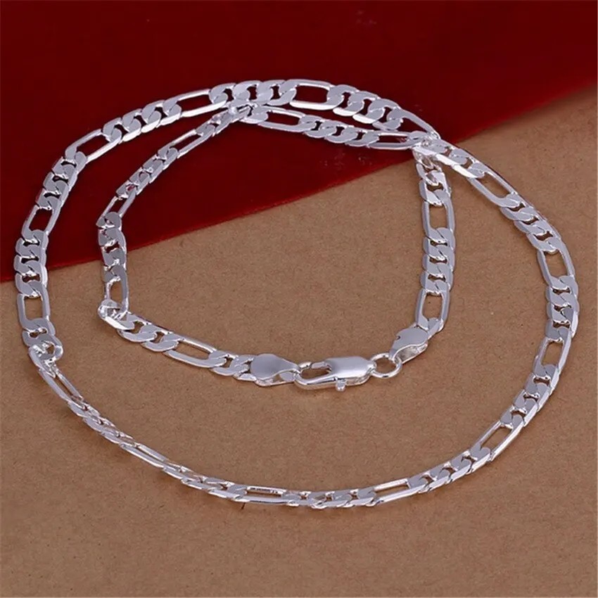 Solid 925 Sterling Silver Necklace For Men Classic 12mm Cuban Chain
