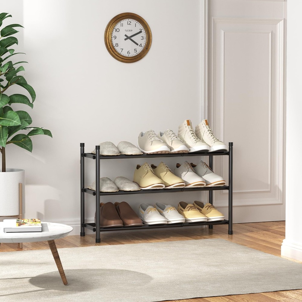 Expandable Shoe Rack, 3 Tier Shoe Rack for Closet, Stackable Adjustable Stand...
