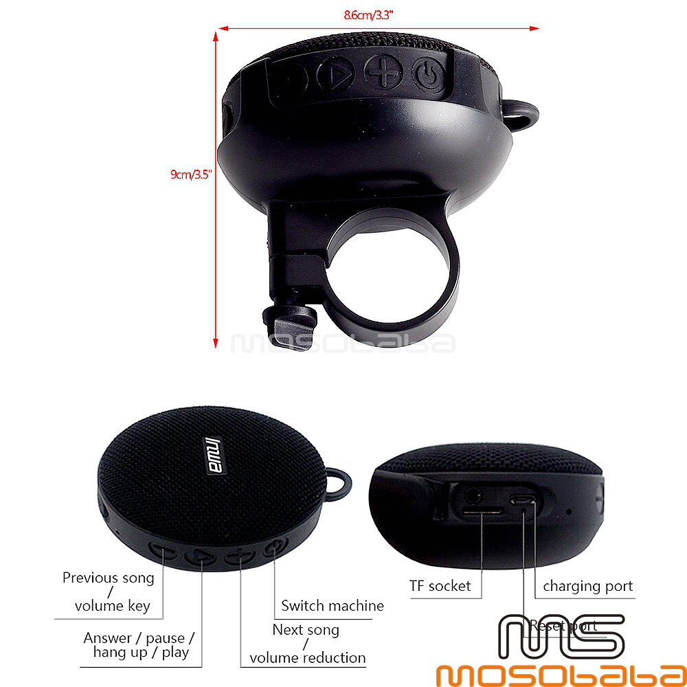 Bicycle Wireless Bluetooth Stereo Speaker USB Charging Cable Speaker Waterproof