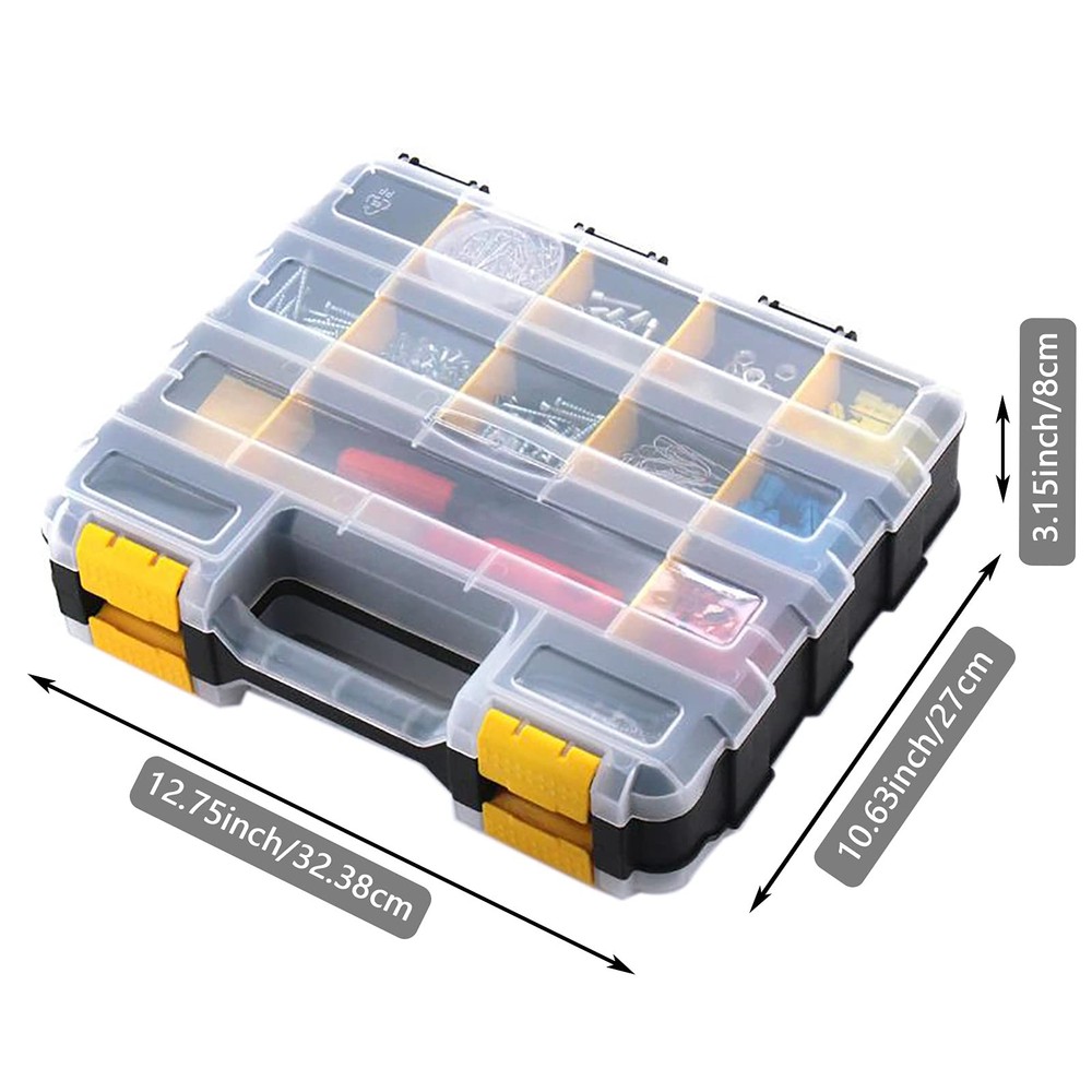Tools Organizer Box Small Parts Storage Box 34-Compartment Double Side Hardwa...