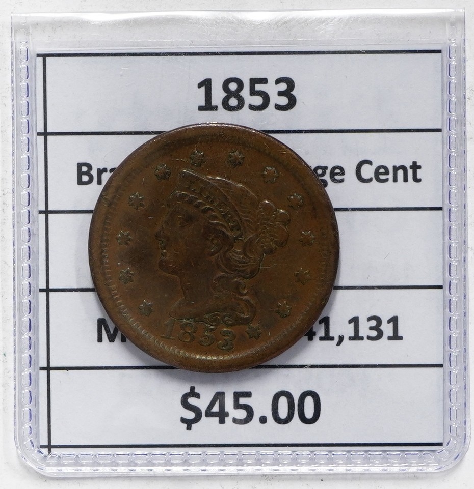 1853 Braided Hair Large Cent