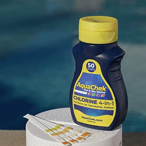Yellow 4-Way Pool and Spa Test Strips - 50 Yellow Test Strips - 1-Pack