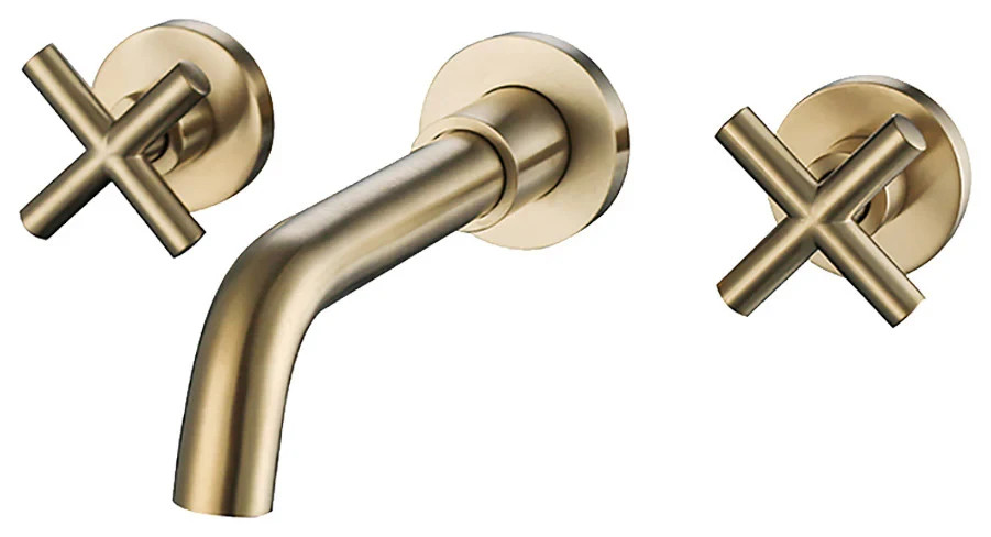PROOX 2-Handle Wall Mount Bathroom Faucet in Brushed Gold