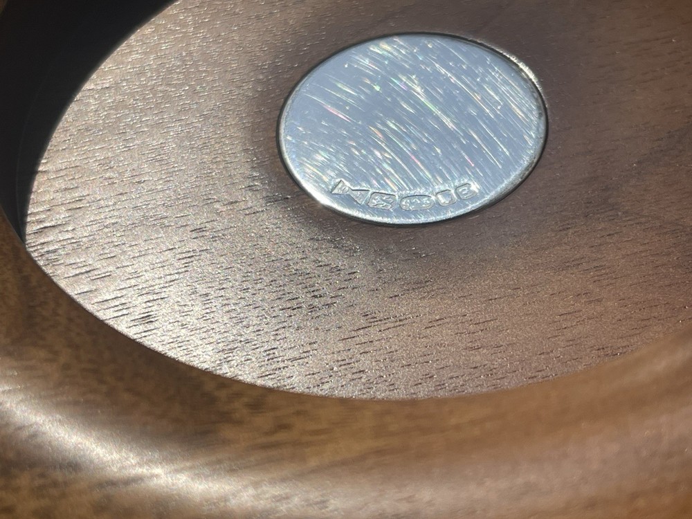 Contemporary David Linley Turned Walnut Wine Coaster Sterling Silver Medallion