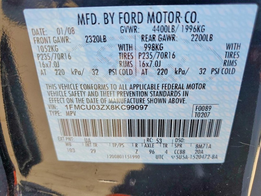 2008 FORD ESCAPE RR Door Trim Panel