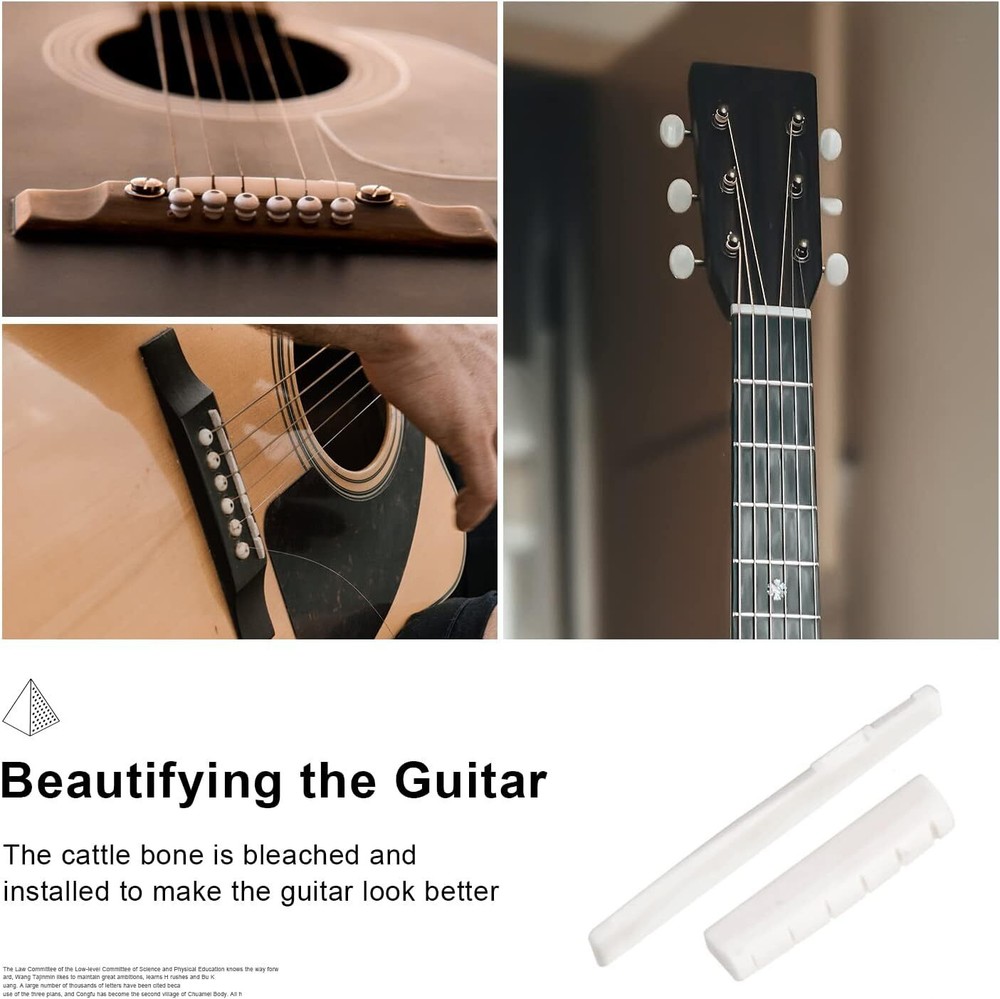 6 String Acoustic Guitar Bone Bridge 2 set Acousitc Saddle and Nut