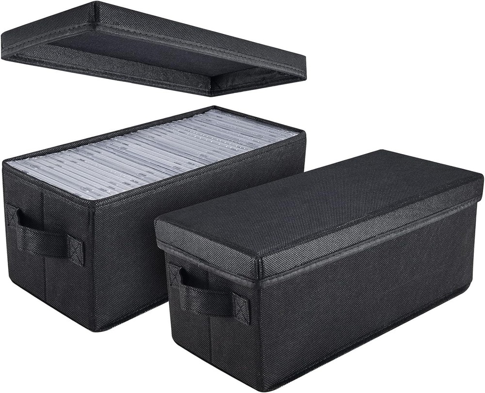 UENTIP CD Storage Boxes - Pack of 2 Case Holder - 13.2" 2pack-black, black