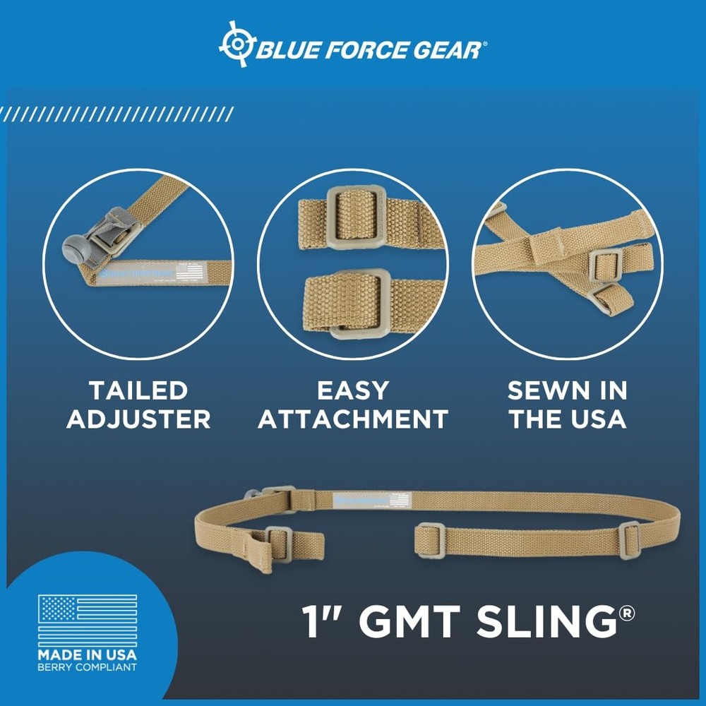Blue Force Gear GMT Sling - Adjustable Nylon Strap with Secure Double-Locking Bu