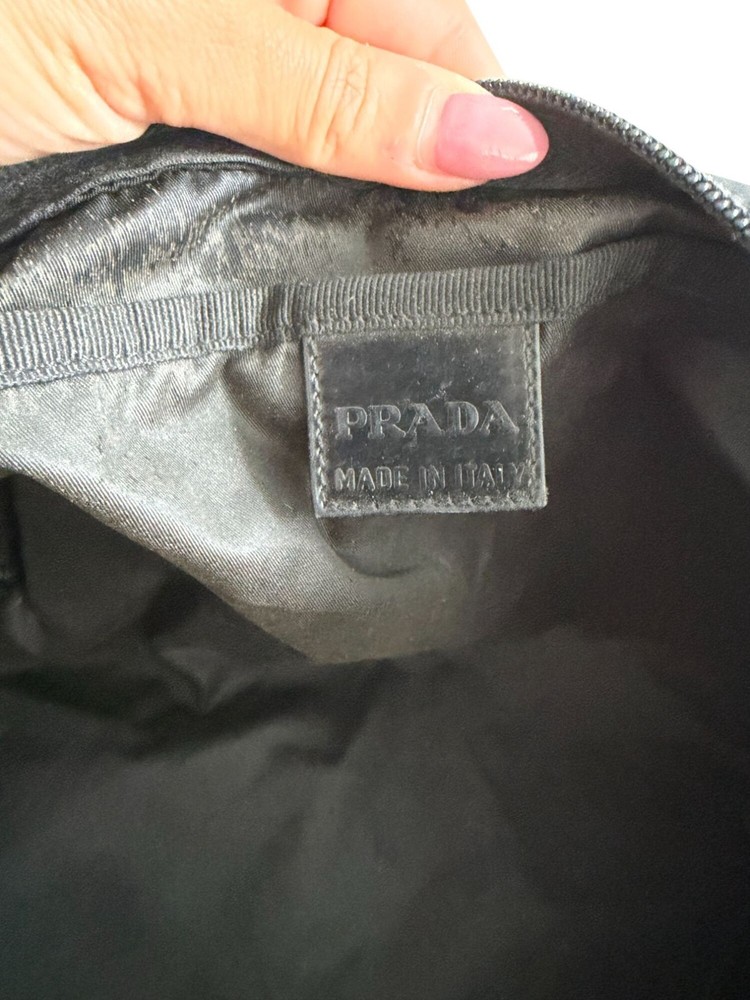 PRADA Black Tessuto Zip Cosmetic Makeup Bag