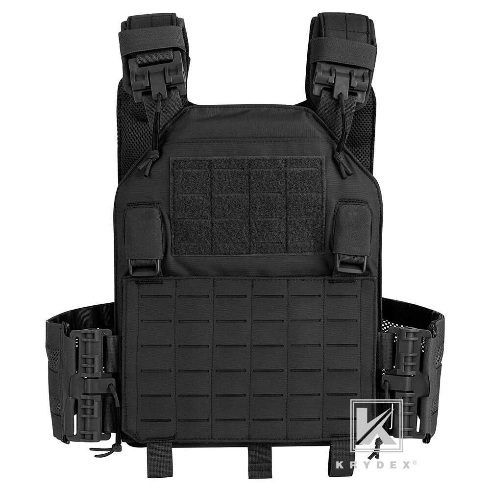 KRYDEX Plate Carrier Tactical Vest Quick Release & Laser Cut MOLLE Panel Black