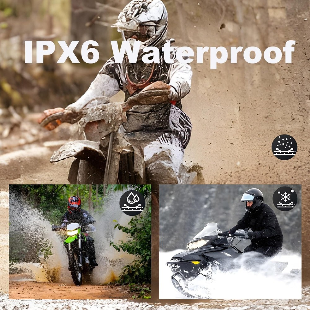 Motorcycle Intercom Headset USB C Interface Communication System AI Voice Assist