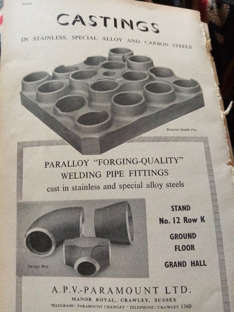 Da12a Ephemera engineering advert 1959 a p v paramount Ltd Crawley