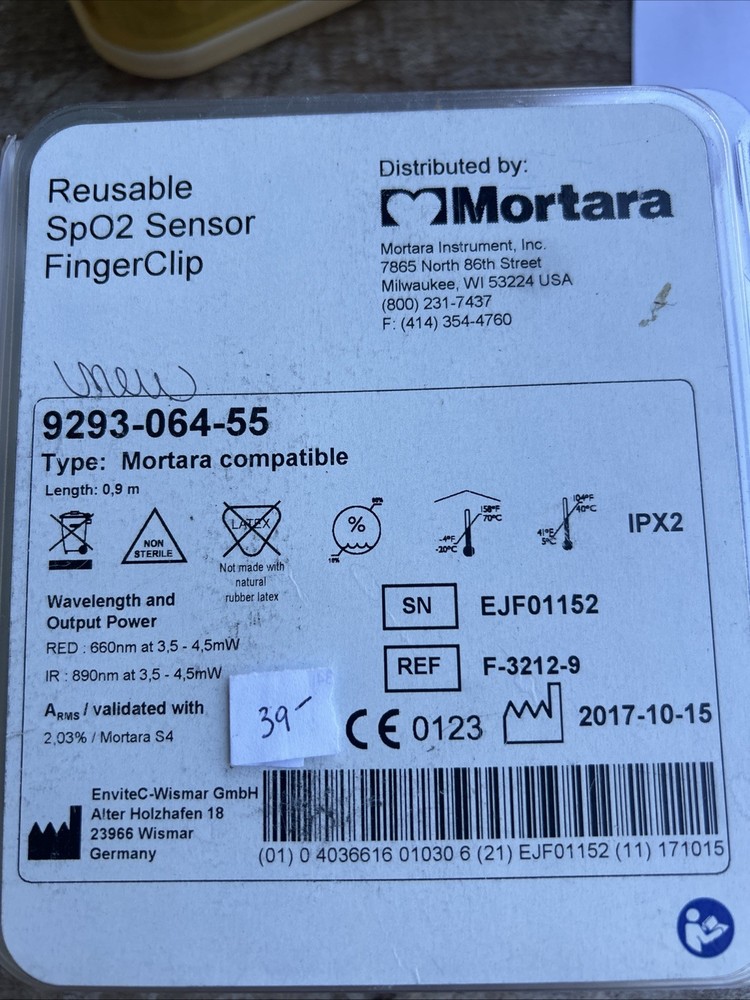Mortara Reusable SPO2 Sensor Finger Clip NEW In Packaging