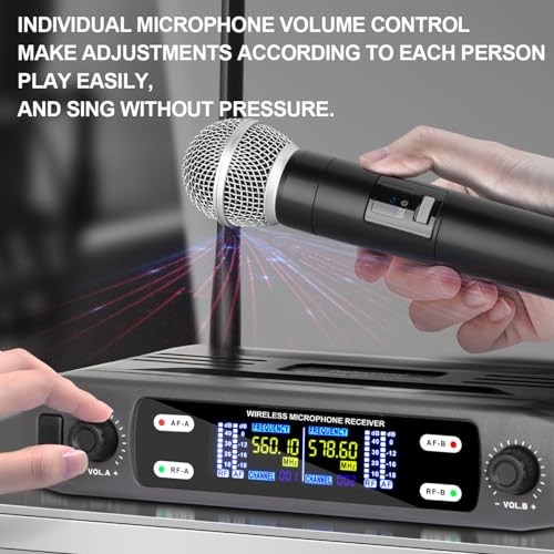 Wireless Microphone System, VHF Fixed Dual Frequency Wireless Set with 2