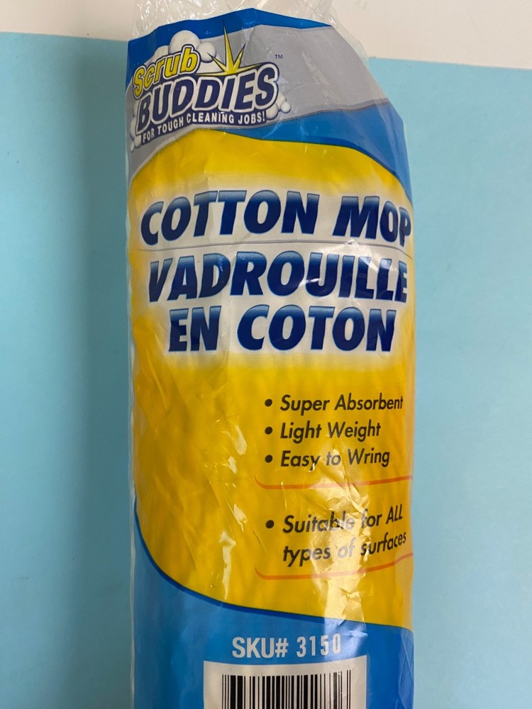 SCRUB BUDDIES Cotton Mop Replacement Head For All Surfaces New NOS