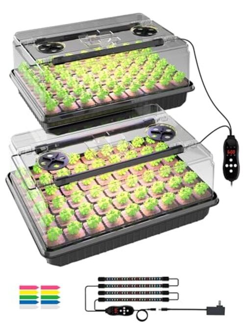 Seed Starter Tray with Full Spectrum Grow Light,54-Cell *2 Pack Seed 2-Pack
