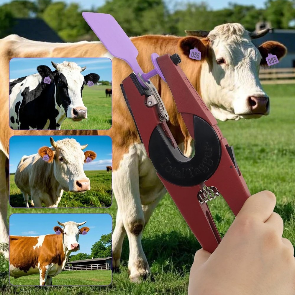100 PCS Cattle Ear Tags with Applicator - Essential for Livestock Management