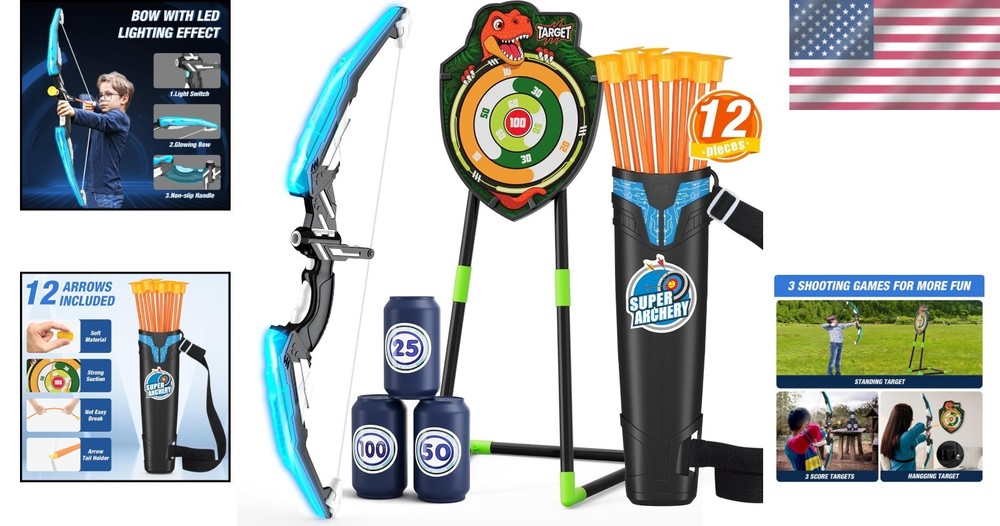 Children's LED Archery Set with Suction Cup Arrows