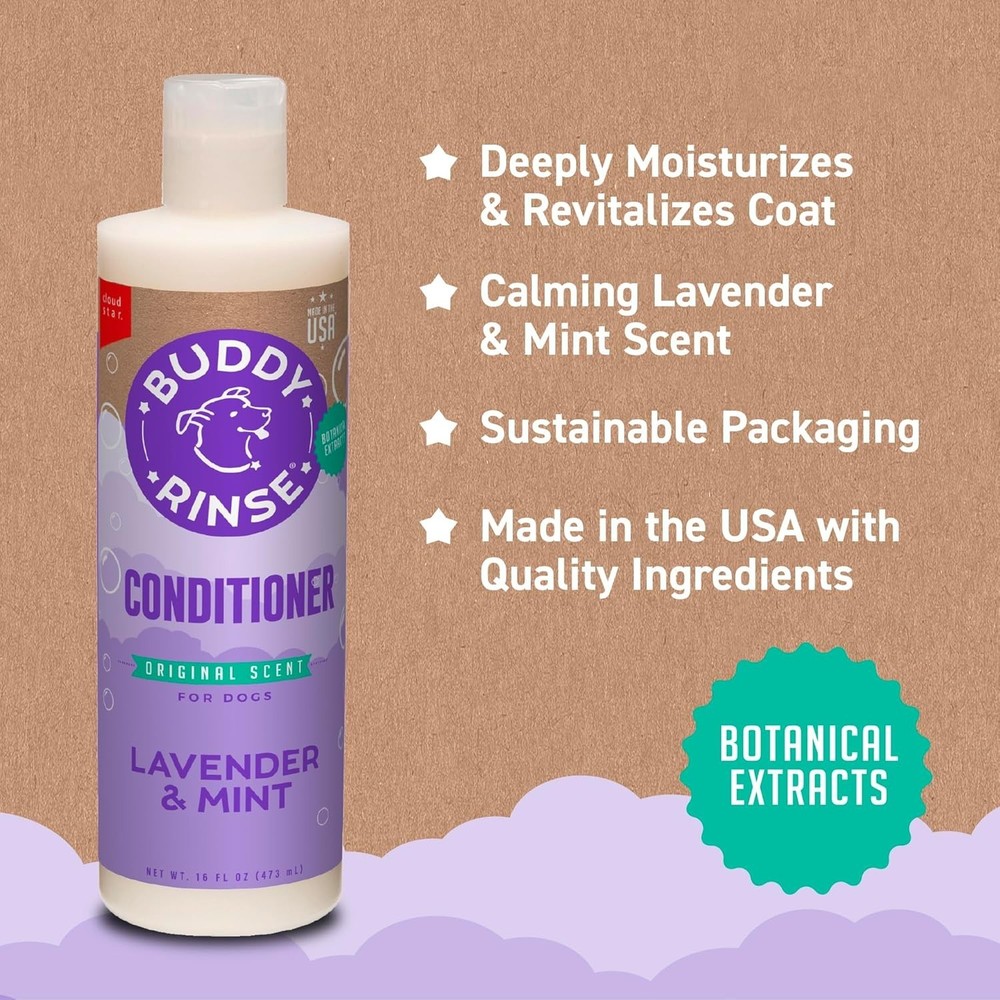 Buddy Rinse Conditioner - Lavender & Mint, 16 oz - Deep Conditioning for Dogs