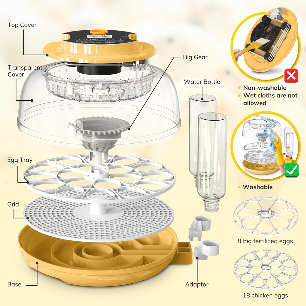 Automatic 18-Egg Incubator with Humidity Control and Temperature Display