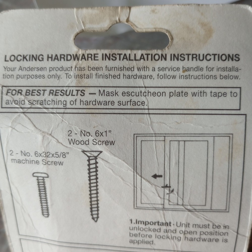 NOS 1991 Andersen New Perma Shield Gliding Window Lock Handle White