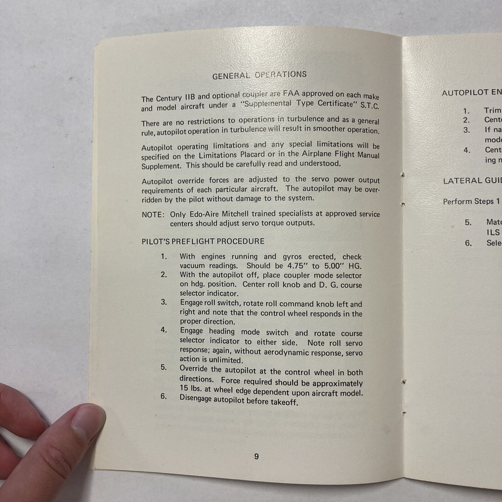 Edo-Aire Pilot's Operating Manual Automatic Flight System Century IIB (68S75)