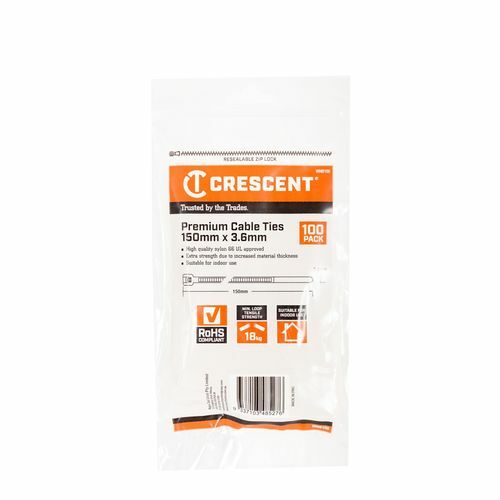 CRESCENT 150 x 3.6mm Natural Cable Ties - 100 Pack