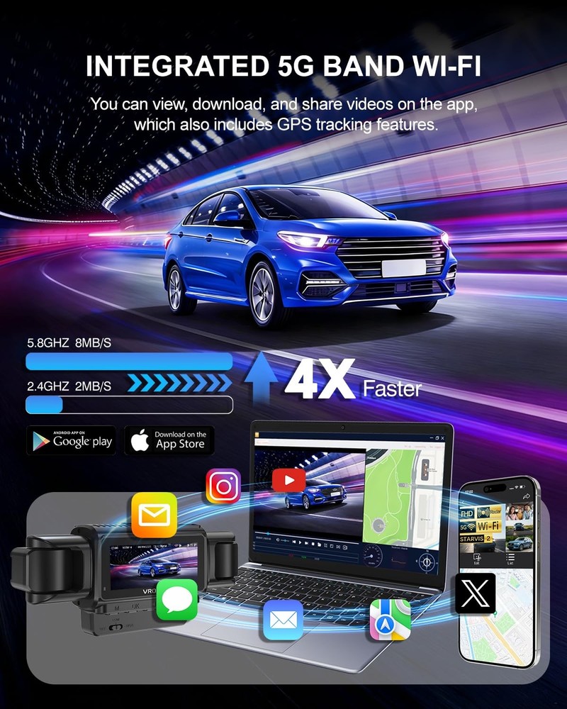 Dash Cam Front and Rear, 4-Channel 360° Coverage Car Dash Camera with STARVIS...