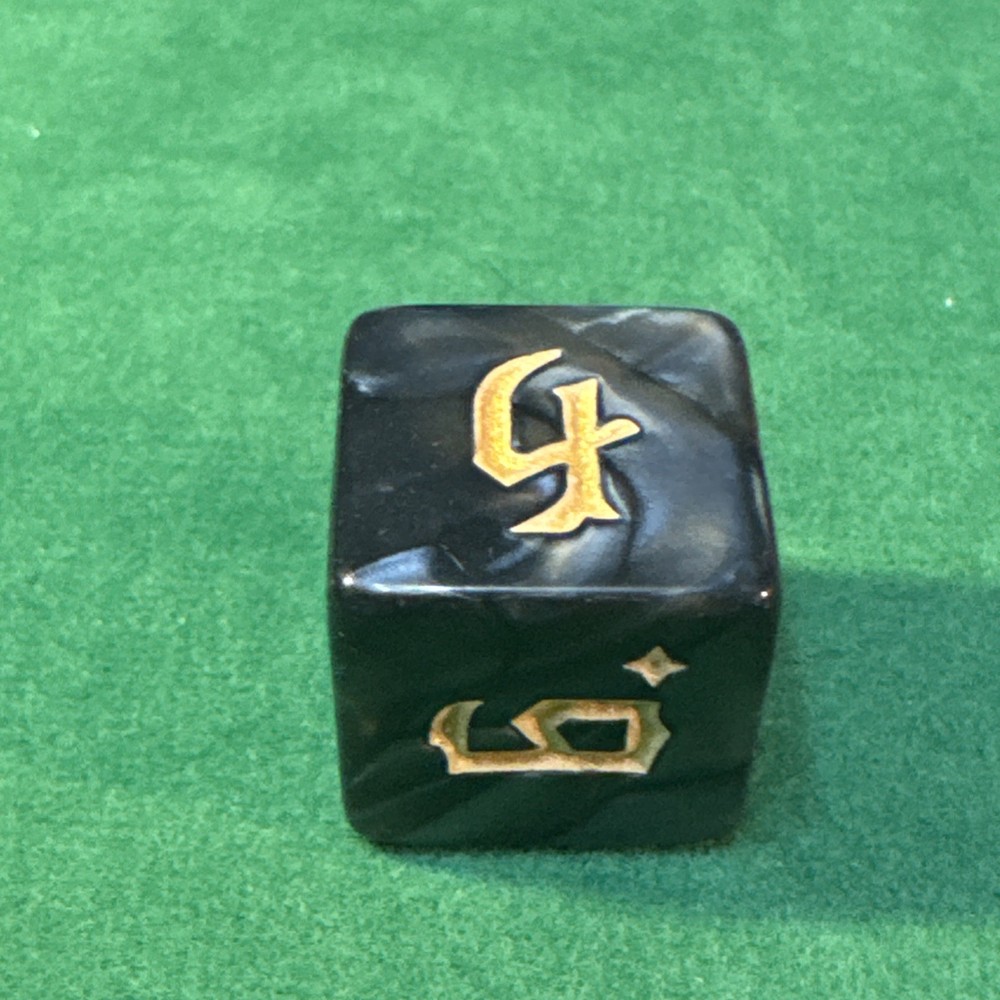 Black-Silver Marbled 7-piece Acrylic Dice Set - RPG DND 27
