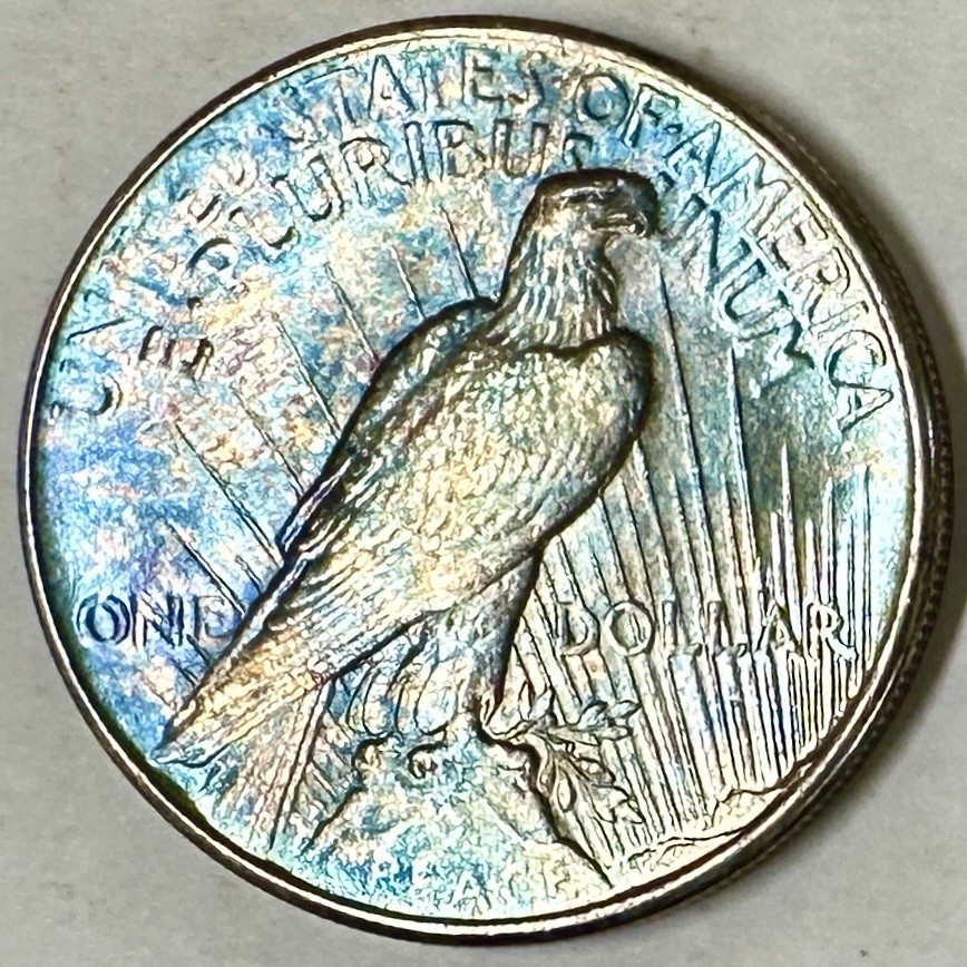 1925 PEACE SILVER DOLLAR BU AMAZING TONING