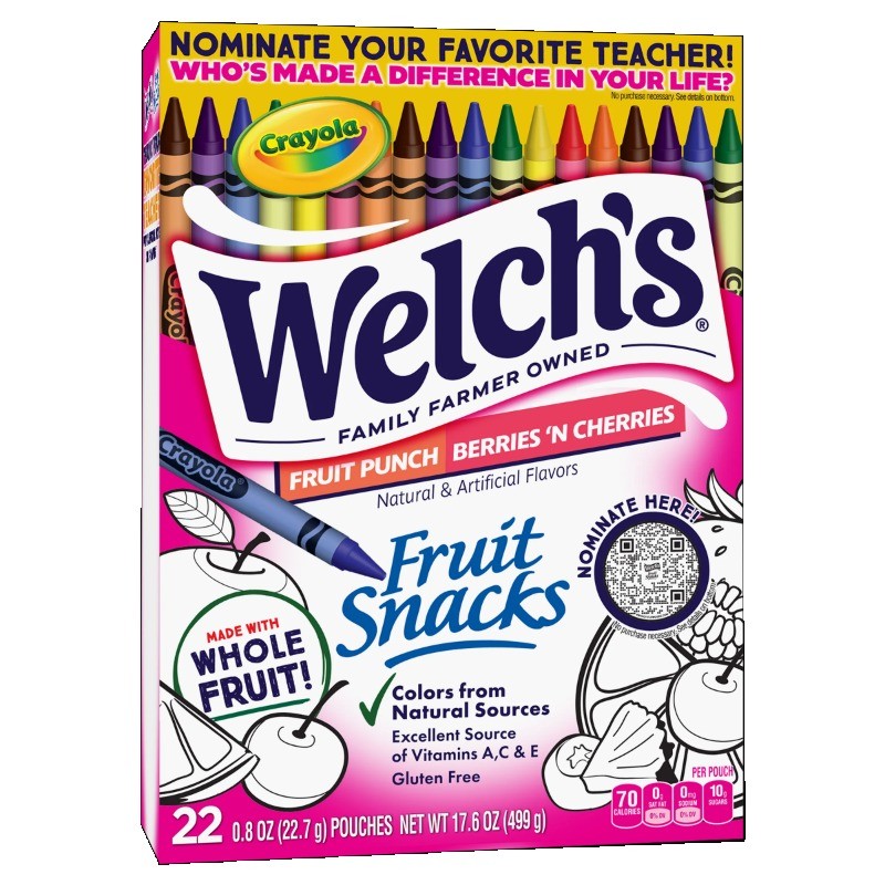 Welch's Fruit Snacks & Crayola, Fruit Punch & Berries 'N Cherries, 0.8 oz