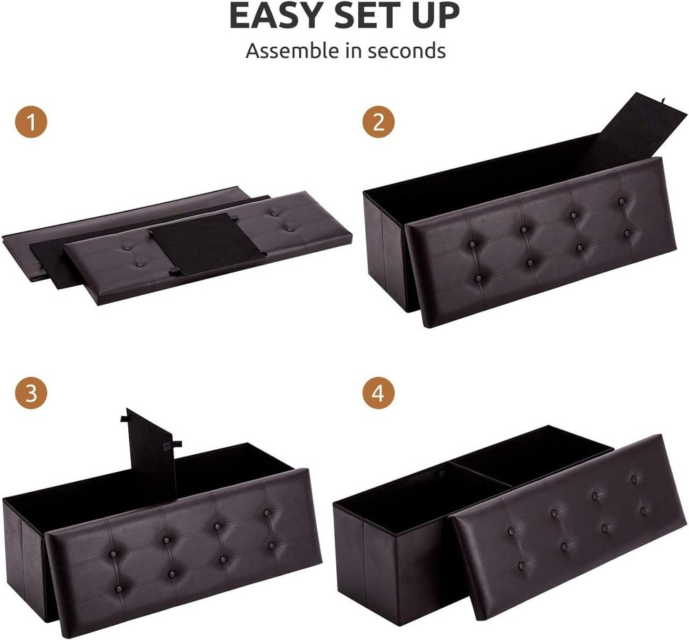 Rectangular Faux Leather Ottoman with Spacious Storage Chest for Toys & Blankets