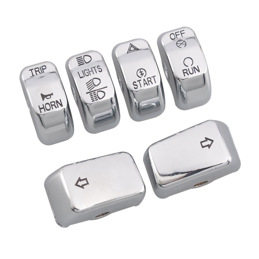 For Harley Softail Custom Deluxe 2011-2015 6pcs Hand Control Switch Caps Chrome