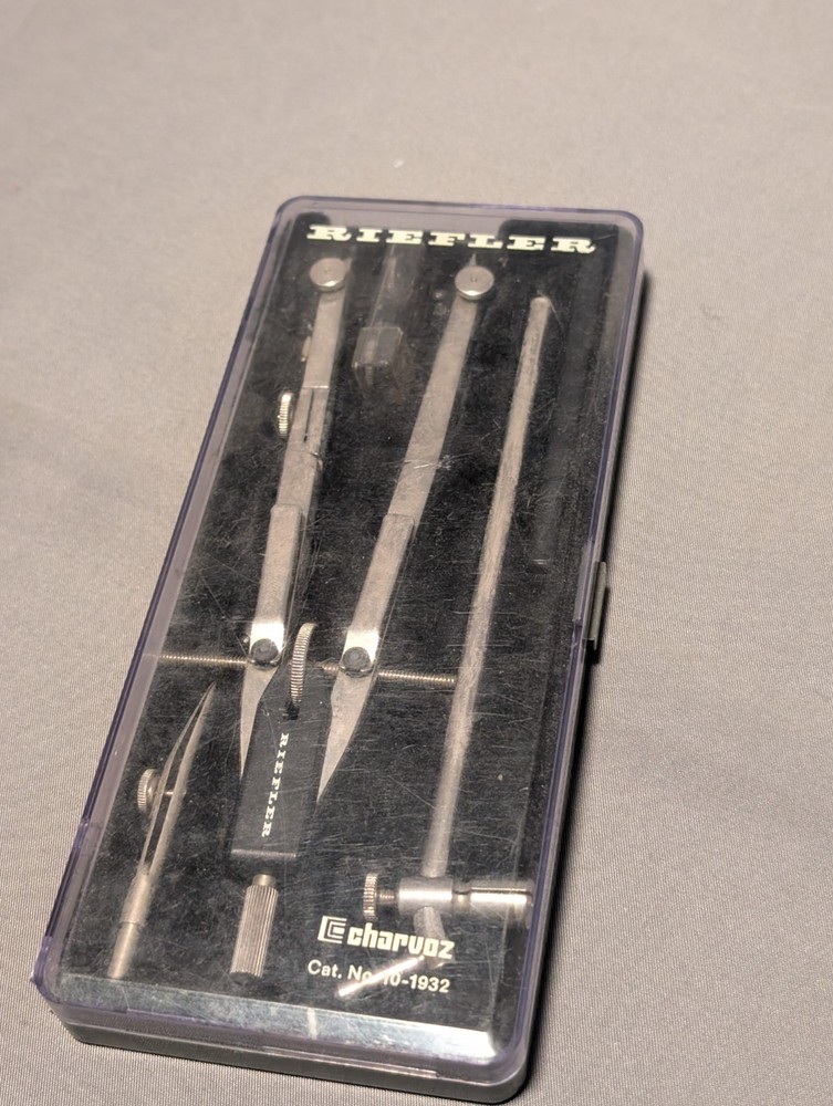 Vintage RIEFLER  6" Drawing Compass Drafting Engineering Tools in plastic case