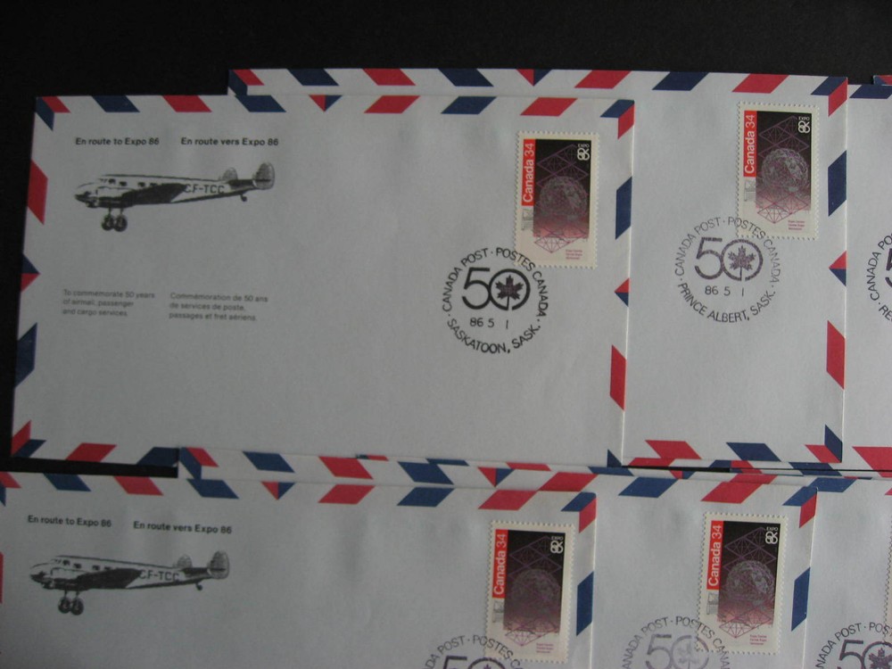 CANADA partial set of 17 (full set 50) 1986 Cross Canada Flight covers!