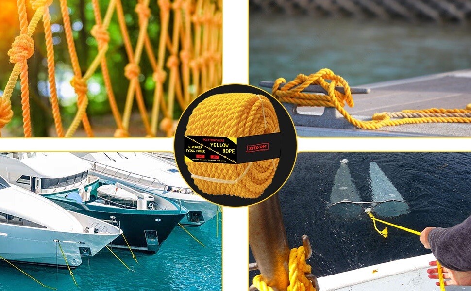 Twisted Polypropylene Rope - Yellow Floating Poly Boat Rope