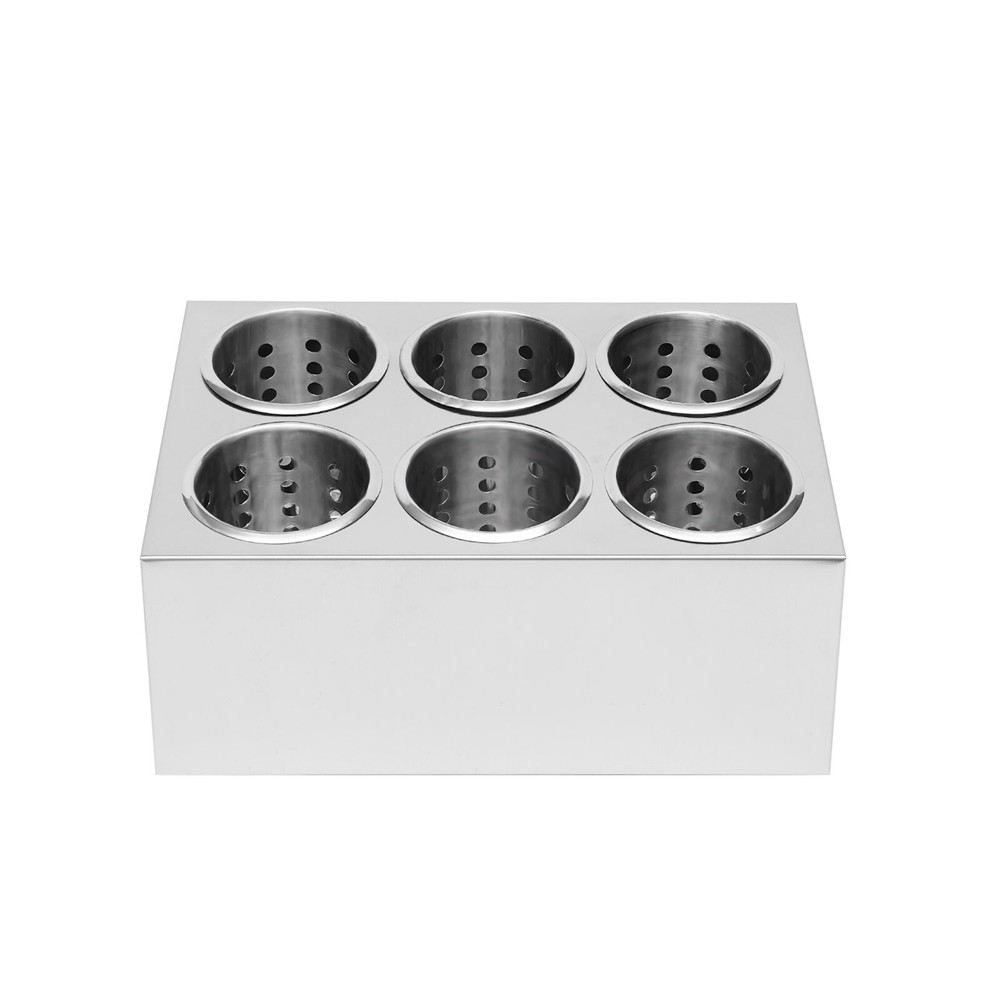 6-Hole Stainless Flatware Storage Case Spoon Cylinder Holder Knife Container